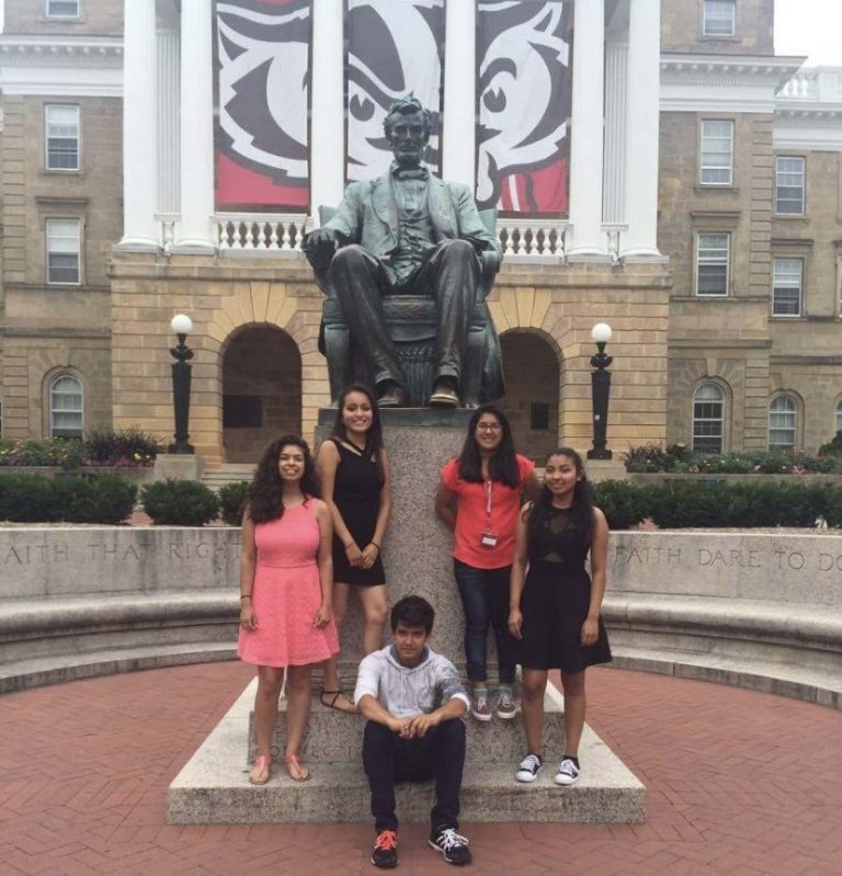 Torres Giraldo on Bascom Hill with fellow Pushkin scholars in summer 2016 (second from right).