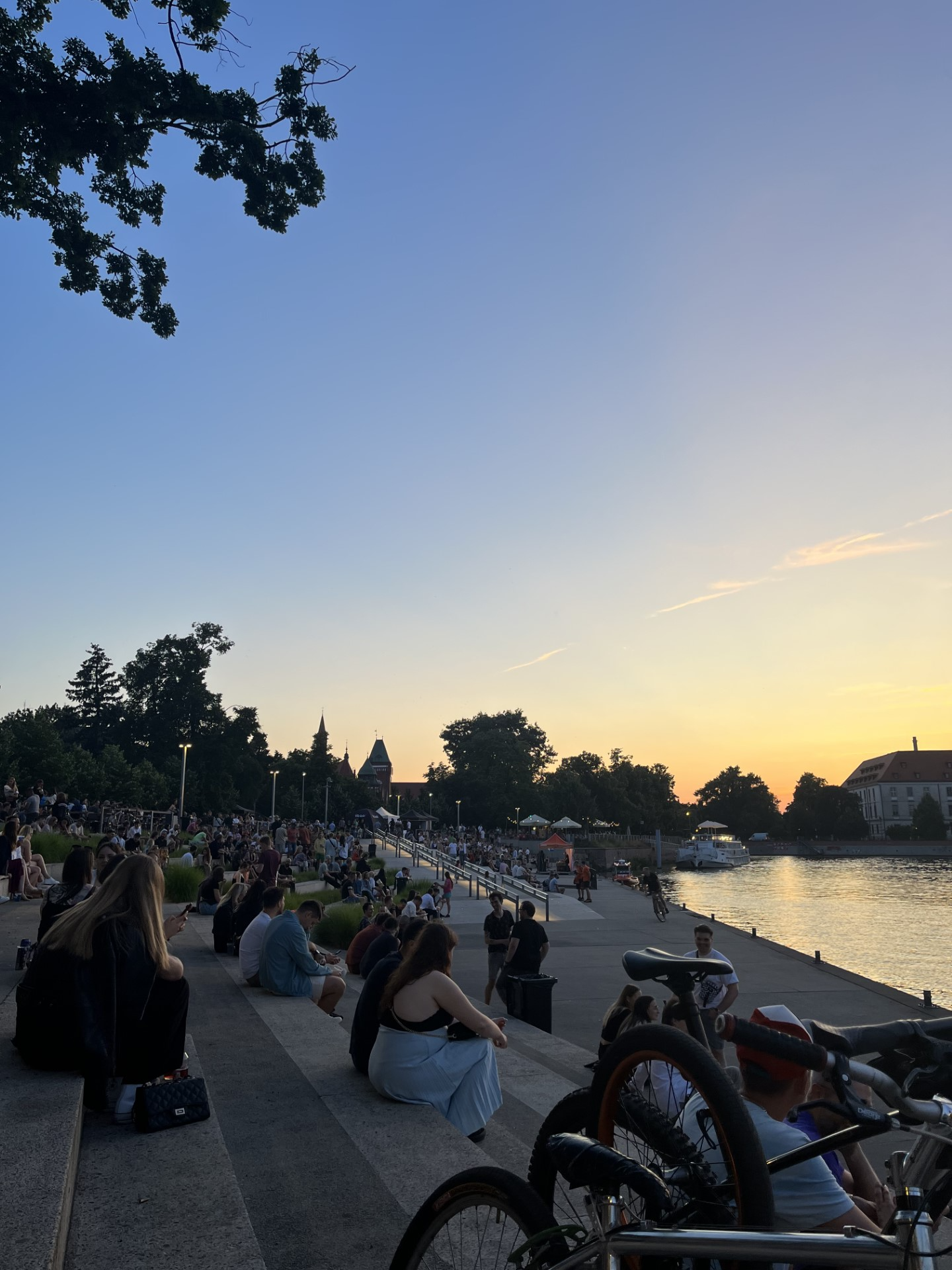 Sunset by the Oder River in Wrocław, Poland