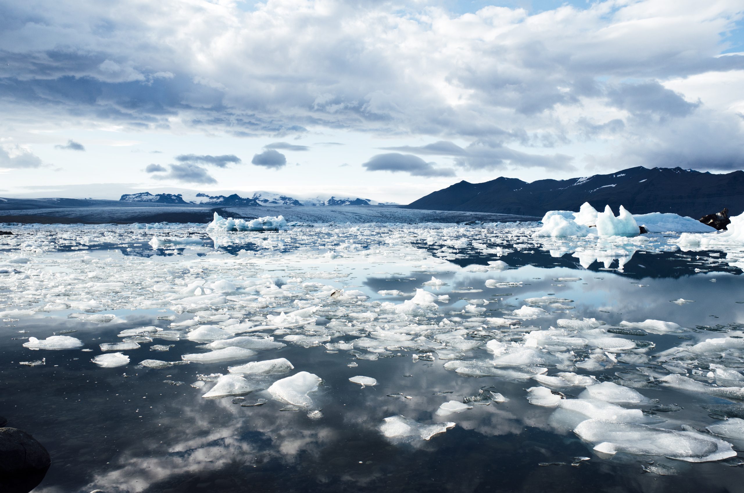 A photo of an icy bay in Iceland. 