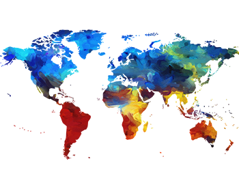 image of a world map in watercolors