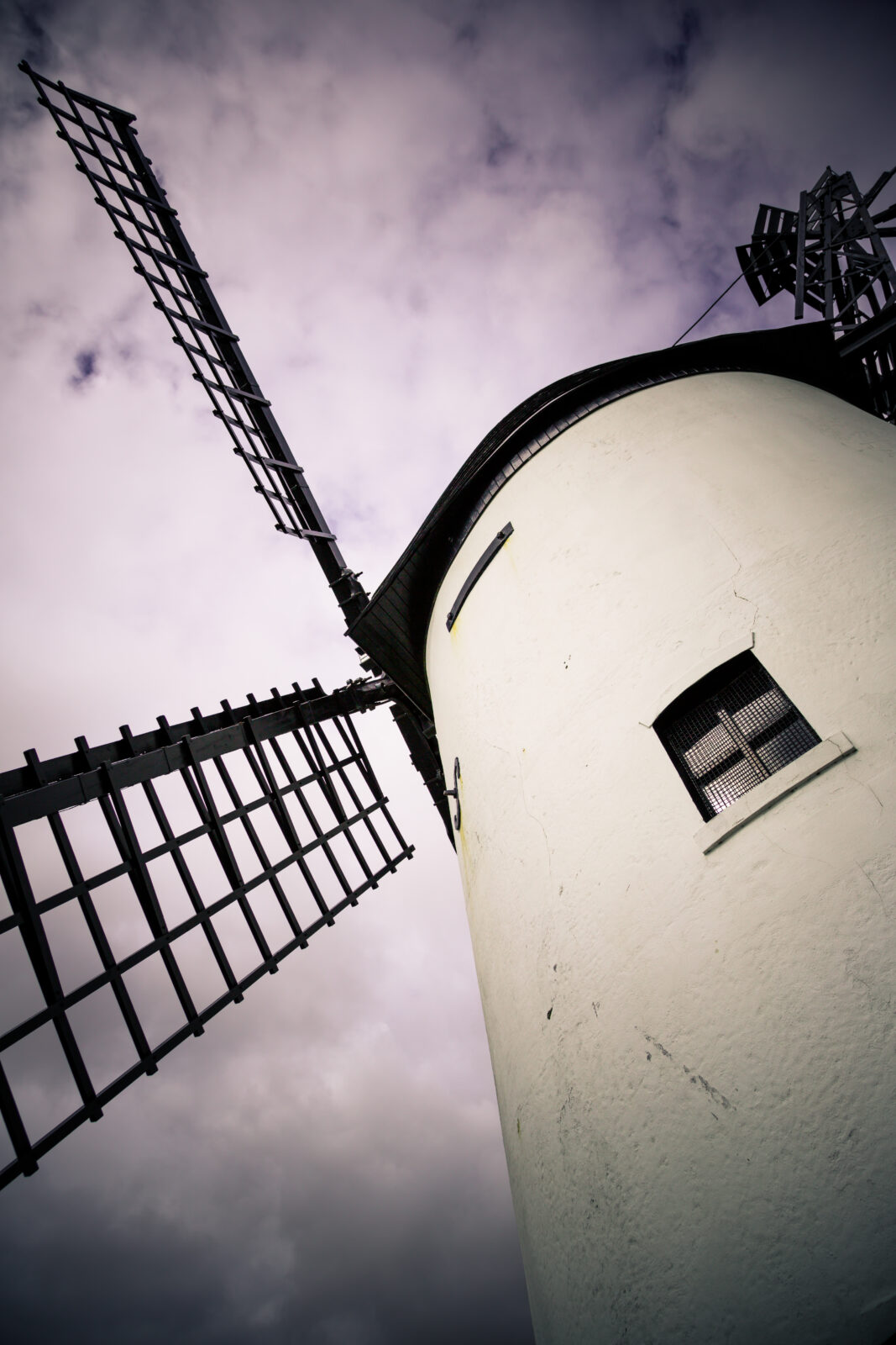 This is a Dibond Aluminum Photo print depicting the white Little Marton Windmill in Blackpool, England.