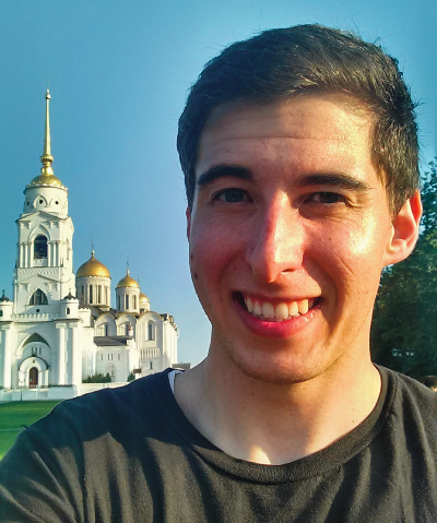 image of study abroad alum Daniel Hirsch in front of Assumption Cathedral in Vladimir.
