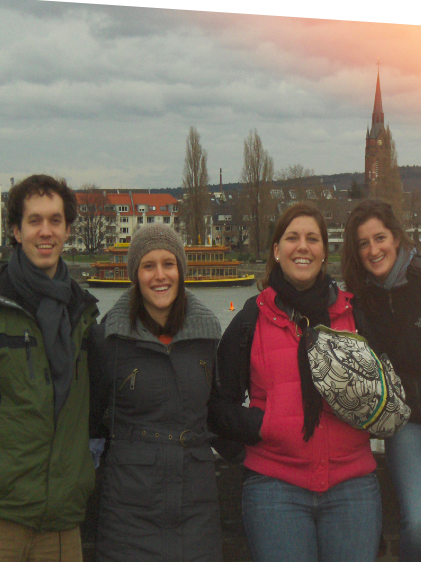image of study abroad alumna Julia Byers and friends in Freiburg