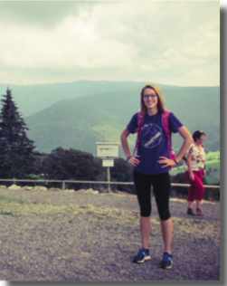 image of study abroad alumna Sarah Petri after a long hike in the beautiful Black Forest.