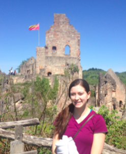 image of study abroad alumna Sofia Linsenmeyer at the Hochburg ("high castle"), a castle outside of the town of Emmendingen, near Freiburg.