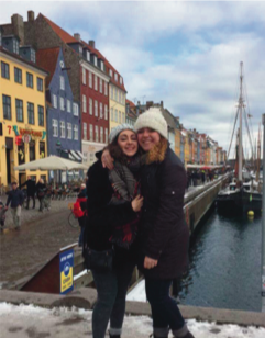 image of study abroad alumna Jenna Kanner (right) with a friend in front of Nyhavn.