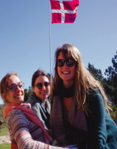 Image of study abroad alumna Samantha Brown (right) with her roommates on a trip to Northern Denmark.