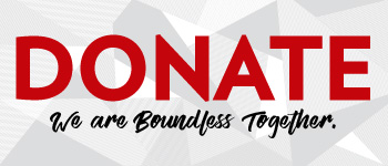 Button for donations that says "Donate: We are Boundless Together"